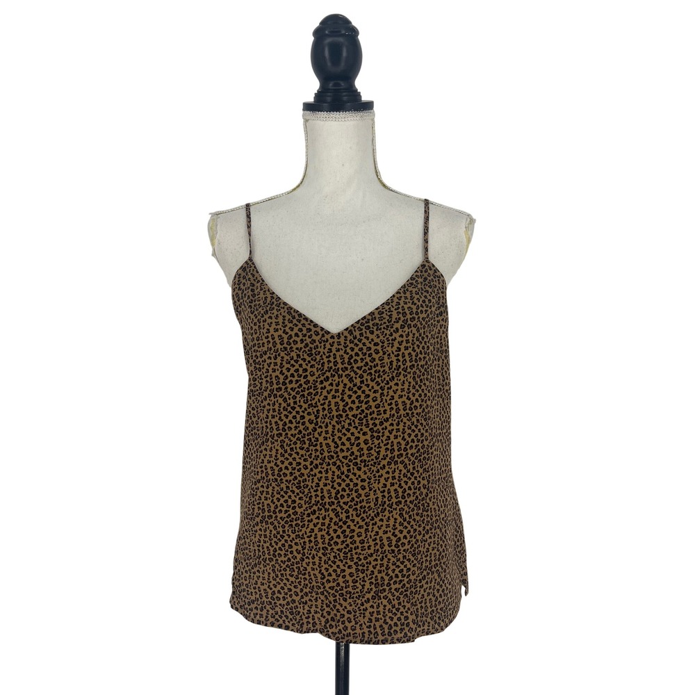 L'Agence Jane Leopard Print Silk Camisole Tank Brown Black‎ Size S - Picture 2 of 8
